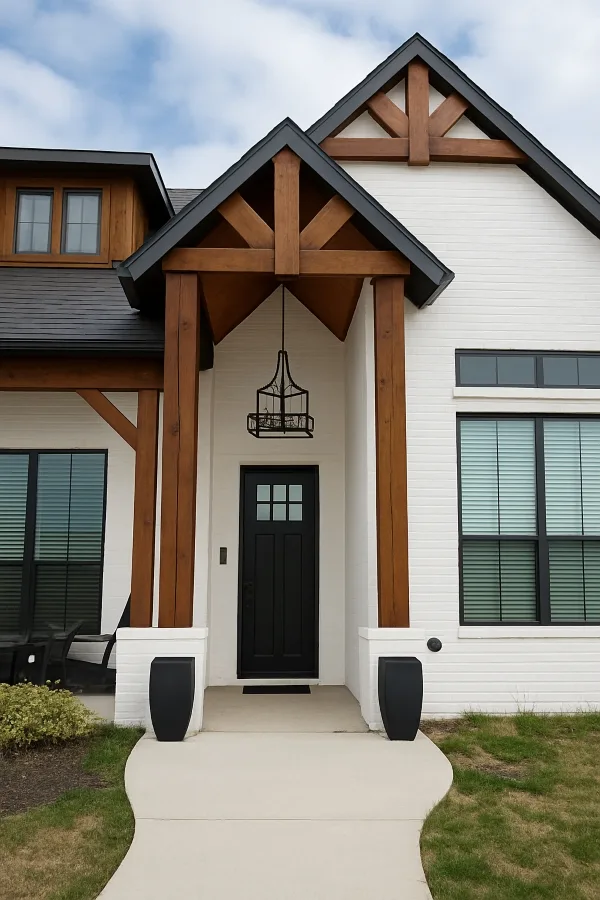 Exterior wood trim and beam staining in Waxahachie TX home