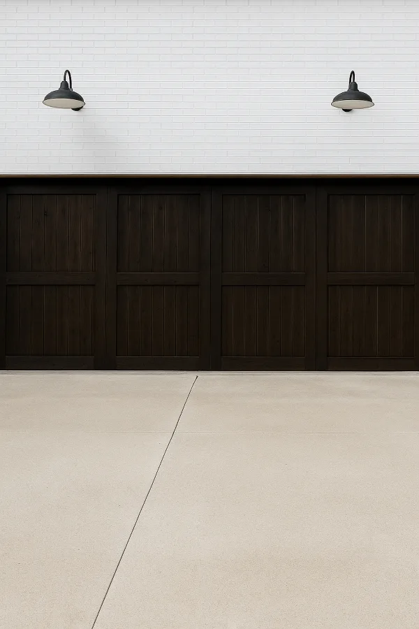 Garage door wood staining project in Waxahachie TX by Texas Stain Works