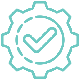 Gear and checkmark icon representing fast project turnaround by Texas Stain Works