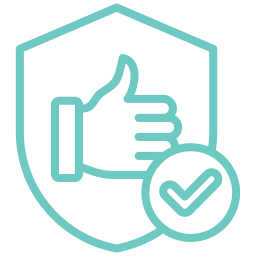 Shield and thumbs-up icon symbolizing customer satisfaction guarantee